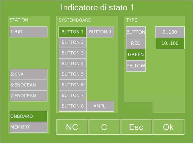 Esempio: Indicare lo stato dell impianto d allarme con i pulsanti a LED Effettuare il login come configuratore. 1. Aprire il menu Sistemi e selezionare il sistema Allarme 2.