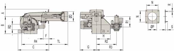 000 1160 2900 ** Fornibili anche in versioni speciali con INVERTER e CAMME ELETTRONICA ** Available also special versions with INVERTER and ELECTRONIC BURNER CONTROL CAMPO DI LAVORO / DIMENSIONI (mm)