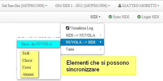 5.2 Come Sincronizzare da Nuvola a SIDI L Istituto può decidere di utilizzare l Area Alunni di Nuvola per tutte le funzioni di segreteria e in questo caso sincronizzare da