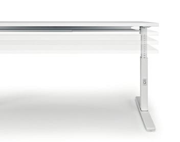 The collection includes the possibility to adjust the height of the desk worktop from a