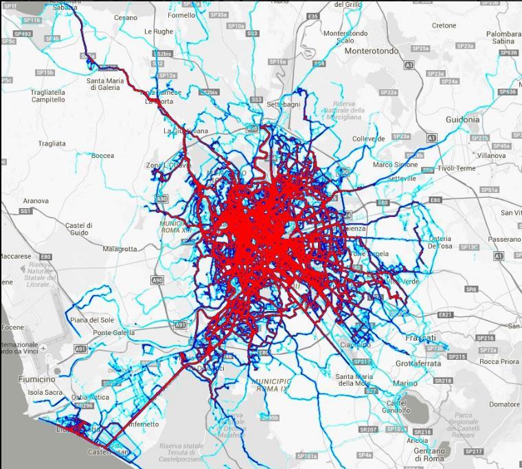 EUROPEAN CYCLING CHALLENGE 2016, LA MAPPA DI CALORE ROMA è (già) ciclabile: Le percorrenze possono essere lunghe, anche superiori a 20 Km, con origine da fuori città I ciclisti urbani riescono