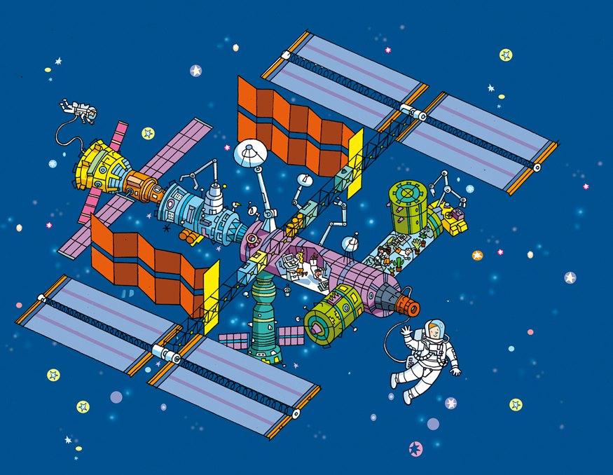 2015 - International space station Illustrazione della International Space Station per magazine Turco Aratrmac Çocuk Pubblicata su: magazine Aratrmac Çocuk