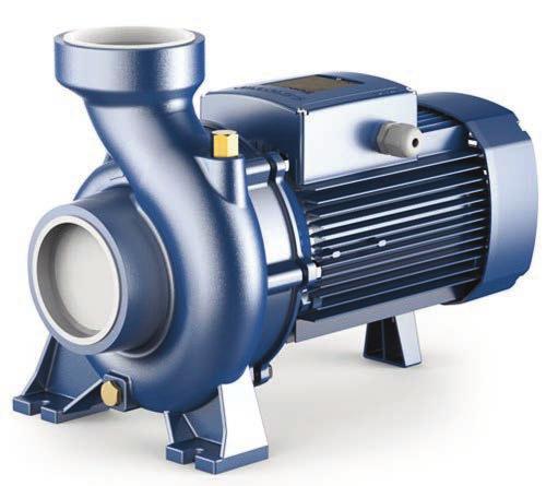 ELETTROPOMPE CENTRIFUGHE Serie HF Esecuzione monogirante Altissima resa idraulica Bocca di aspirazione assiale Bocca di mandata radiale Corpo pompa e supporto in ghisa Albero in acciaio inox Per