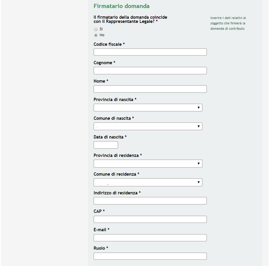 Compilare il sotto modulo inserendo le informazioni richieste e, al termine, cliccare il pulsante per confermare i dati inseriti e tornare al modulo principale.