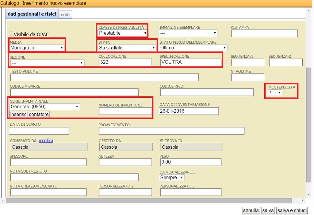 Individuazione delle notizie e aggiunta di esemplari Pag.