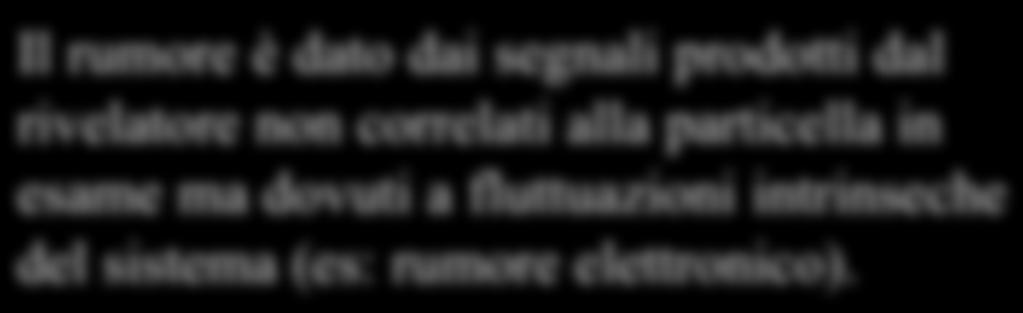 Il rumore è dato dai segnali prodotti dal rivelatore non correlati alla particella in esame ma dovuti a fluttuazioni intrinseche del sistema (es: rumore