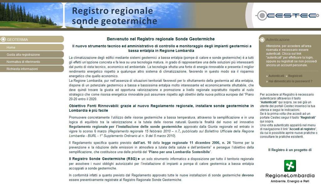 Il sito di riferimento http://geotermia.cestec.