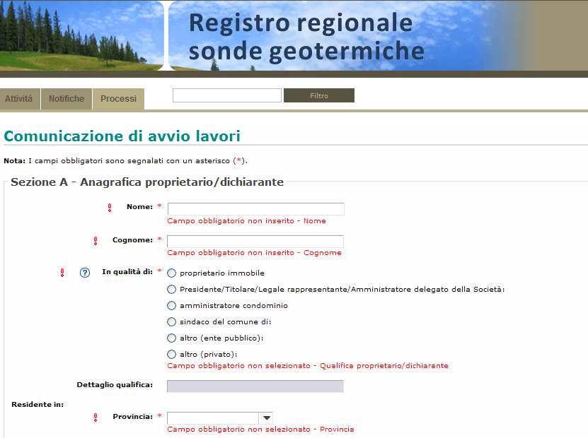 LA COMUNICAZIONE AVVIO LAVORI: IL PERCORSO PER LA REGISTRAZIONE DELL IMPIANTO COMPILAZIONE FORM COMUNICAZIONE