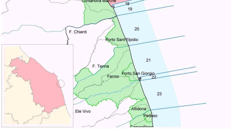 complessiva del tratto interessato da opere. Le principali opere esistenti sono costituite da scogliere emerse (2,09 km), scogliere radenti (4,07 km), opere miste (3,07 km) e 13 pennelli.