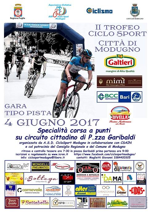 L ASD CICLO SPORT MODUGNO organizza il 2 Trofeo CICLO SPORT CITTA DI MODUGNO.