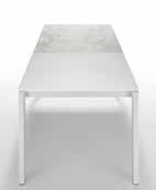 .05.06.05.06 BADU XL tavolo all. 140/190/240/290x90 acciaio bianco, cristalceramica VC3. BADU XL ext. Table 140/190/240/290x90 white steel, VC3 crystalceramic top.