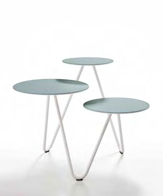 Design Beatriz Sempere Apelle Trio.02 APELLE TRIO acciaio bianco, cuoio U64 APELLE TRIO white lacquered steel, U64 hide.