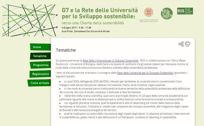 La Rete delle università per lo sviluppo sostenibile La Rete delle Università per lo sv i l u p p o s o ste n i b i l e ( R U S ) riunisce 51 atenei e opera su 4 tematiche: Energia, Mobilità,