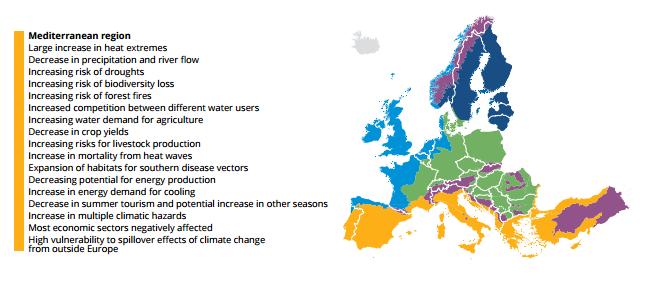 L impatto del cambiamento climatico Il cambiamento clima8co non colpirà l Europa in modo omogeneo L area mediterranea sarà