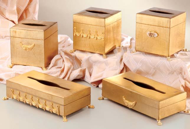 bronzo oro satinato Kleenex box in mahogany and gold satined bronze