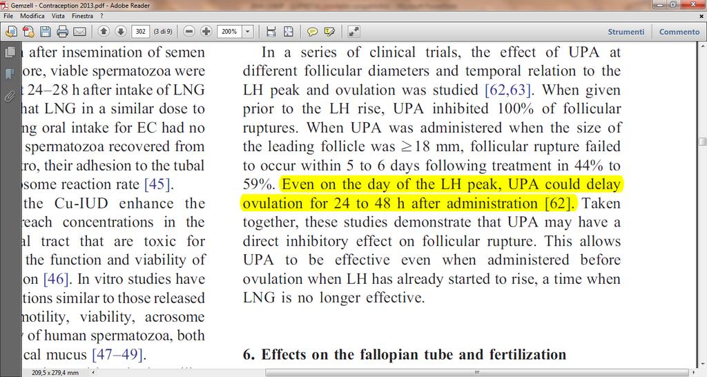 [62] è Brache: UPA si comporta come un placebo al picco di LH