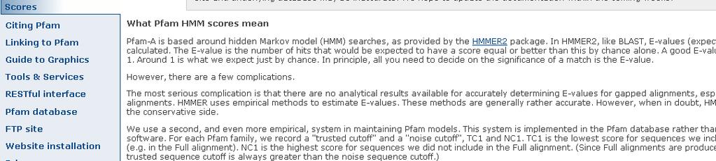 HELP: da spiegazioni molto utili sulla terminologia di Pfam e su come utilizzare le informazioni date dal database.