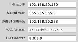 Esporta config.: permette di effettuare un backup delle informazioni.