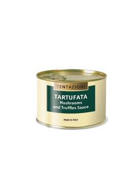 SALSE AL TARTUFO-Truffle Sauces TARTUFATA MUSHROOMS, TRUFFLES, OLIVES Salsa pronta all uso a base di funghi champignons, Tartufo estivo (Tuber Aestivum Vitt.