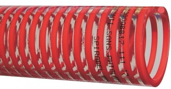 WINEFLEX-PVC Tubo in PVC trasparente con spirale in PVC rigido antiurto ROSSA. Interno ed esterno lisci.