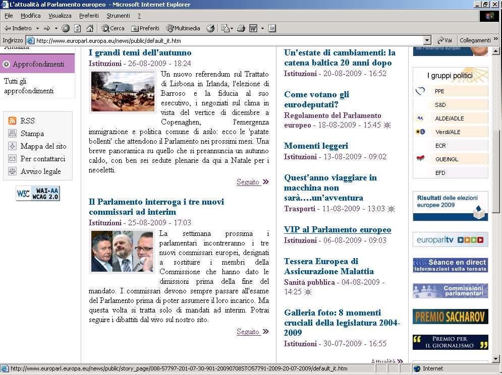 Segnaliamo che nel sito del Parlamento europeo sono