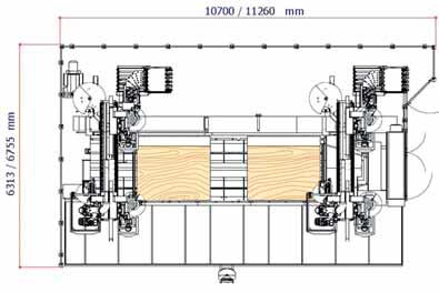 DATI TECNICI LAYOUT E AREA LAVORO Universal hp Area di lavoro in X motore 4 assi mm 4900 (2X1900) 5500 (2x2200) - 6700 (2x2800) Area di lavoro in X motore 5 assi mm 4600 (2X1600) 5200 (2x1900) - 6400