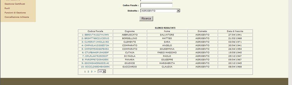 Figura 4.33 Pagina Registrazioni successive con elenco risultati 3.