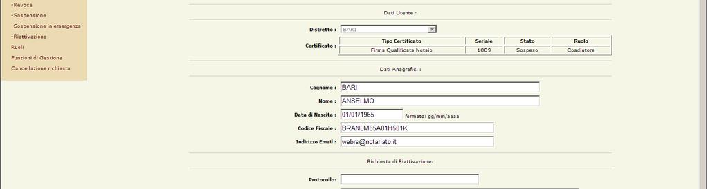 Figura 4.59 Pagina Riattivazione Conferma 6. Premere il pulsante Conferma, viene visualizzata la finestra di popup per la firma. 7.