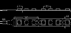 Capitolo Chapter 02 7.2W - 30 LEDs / m STF0305050 flessibile a tensione costante 2Vdc; IP20. 7,2W - 30 LED / metro; bobina da etri. Divisibile per multipli di 3 LED (00 mm).