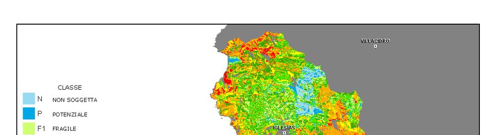 Risultati Indice di Sensibilità alla Desertificazione (ESAI) Provincia di Carbonia-Iglesias