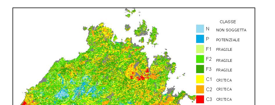 Risultati Indice di Sensibilità alla Desertificazione (ESAI) Provincia di Olbia -Tempio Non