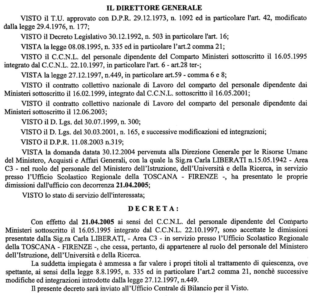 (D.D. 21 febbraio 2005 - Visto e registrato all'ufficio centrale del