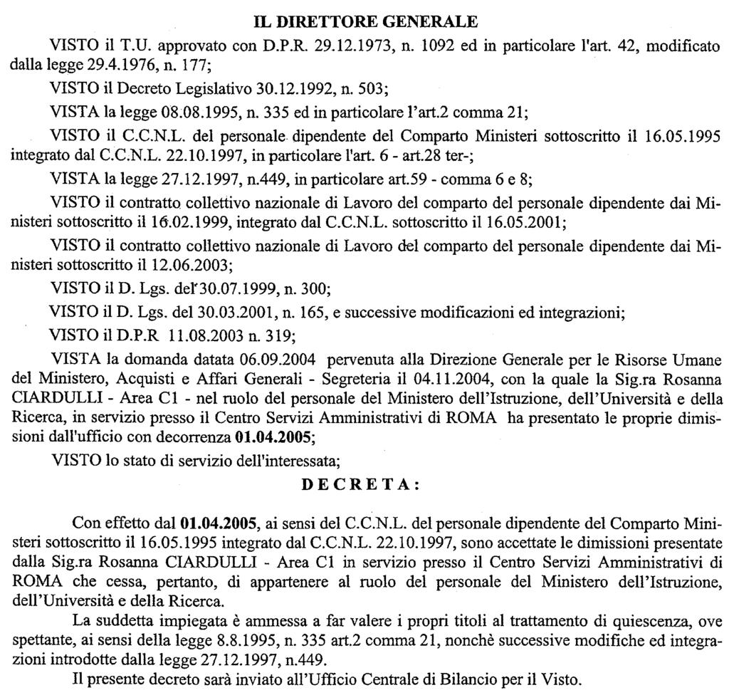 (D.D. 27 dicembre 2004 - Visto e registrato all'ufficio centrale del