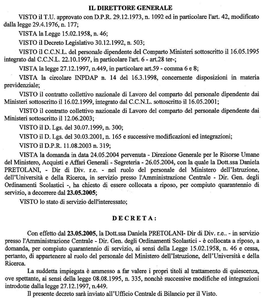 (D.D. 18 aprile 2005 - Visto e registrato all'ufficio centrale del