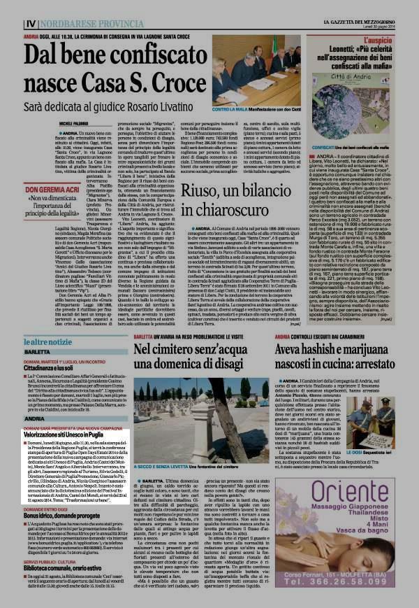 30 giugno 2014 Pagina 36 La Gazzetta del Mezzogiorno (ed. Nord Barese) Valorizzazione siti Unesco in Puglia Domani, lunedì 30 giugno, alle 11.