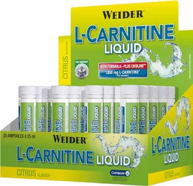 L-CARNITINE LIQUID INTEGRATORE DI L-CARNITINA IN FORMA LIQUIDA CON AGGIUNTA DI COLINA. La L-Carnitina trasporta gli acidi grassi nei mitocondri.