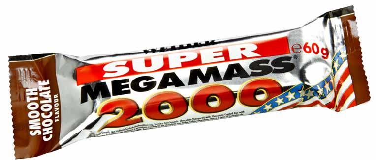 SUPER MEGA MASS 2000 BAR BARRETTA ENERGETICO PROTEICA FOR- MULATA PER OFFRIRE UN MIX EQUILIBRATO TRA PROTEINE, CARBOIDRATI E LIPIDI.