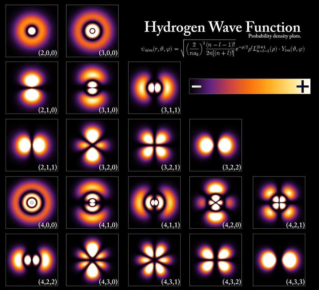 Distribuzioni di probabilità del collasso dell elettrone nell atomo di Idrogeno + - L elettrone in orbita attorno al nucleo non segue una traiettoria formata da una