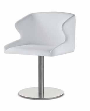 Swivel Leila with brushed or polished stainless steel central base and column. Bar stool version available. 79 Art.