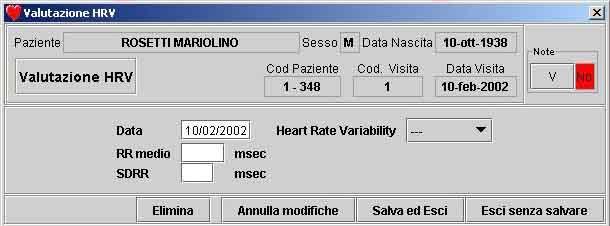 3.2.7.12 Heart Rate Variability Elenco campi Figura 3.