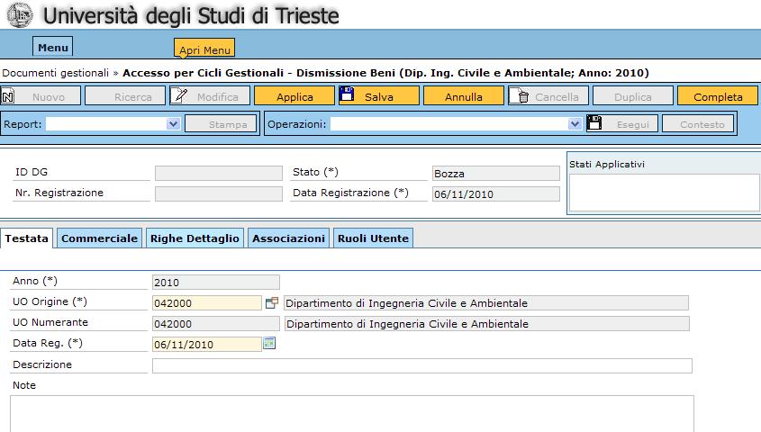 Testata e Righe Dettaglio.