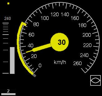 4 Fine del permesso per la corsa CAB La fine del permesso per la corsa CAB viene visualizzata alla DMI mediante una curva di frenatura fino alla velocità finale «zero».