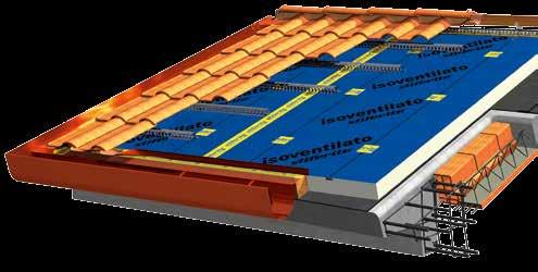 Le applicazioni STIFERITE: COPERTURE A FALDE Sistema Isoventilato 8 0 7 6 9. solaio in laterocemento. strato di diffusione del vapore impermeabile all acqua. dente di arresto e grondaia.