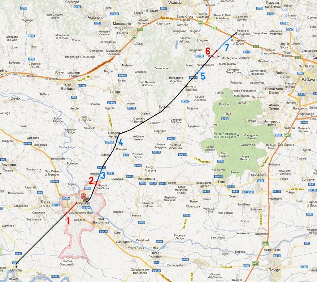 Il tracciato ferroviario della ex linea Ostiglia Treviso, nel tratto che attraversa le province di Verona e Vicenza, è stato interrotto negli ultimi anni (dal 2006 in poi) da varianti e bretelle