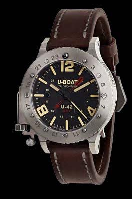 MOVEMENT: automatic mechanical personalized to U-BOAT specifications for date display and stem to be positioned at 9 o clock. Frequency: 28,800 vibrations per hour, 4 Hz. Power reserve: 42 hours.