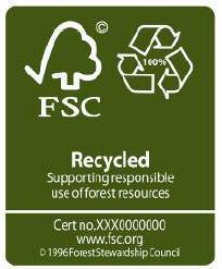 FSC Recycled L etichetta FSC-riciclato: Gruppo di prodotti fabbricati con il 100% di materiale riciclato. L intestazione dell etichetta FSC-riciclato sarà Riciclato.