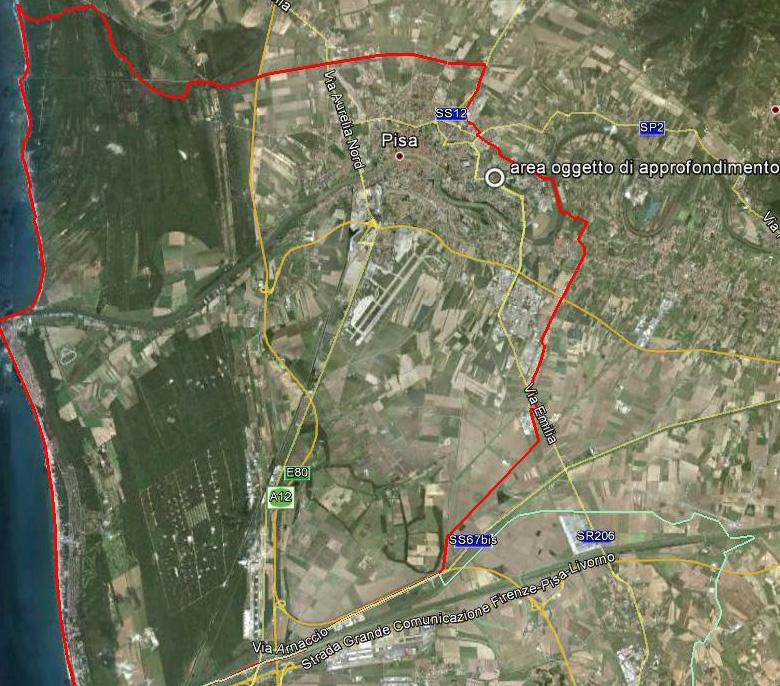 Inquadramento territoriale, descrizione e contestualizzazione dell area L area di approfondimento, evidenziata approssimativamente in cartografia dal cerchio bianco, si trova in una zona