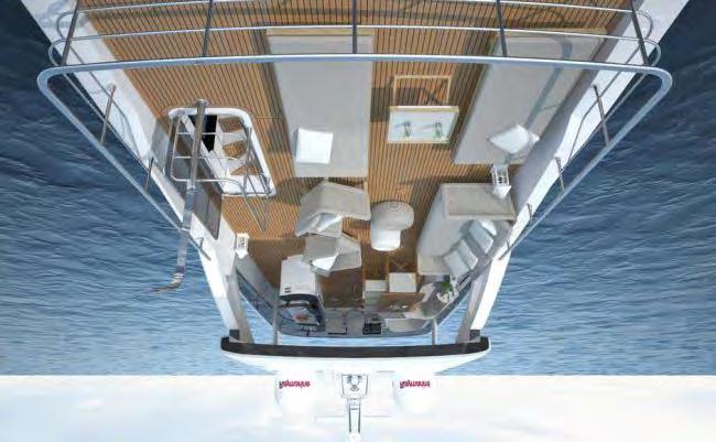 In particolare mi colpisce il layout e la spaziosità del flying bridge, che appare votato allo stile di vista dei superyacht; basta osservare la composizione degli arredi per notare come si sia