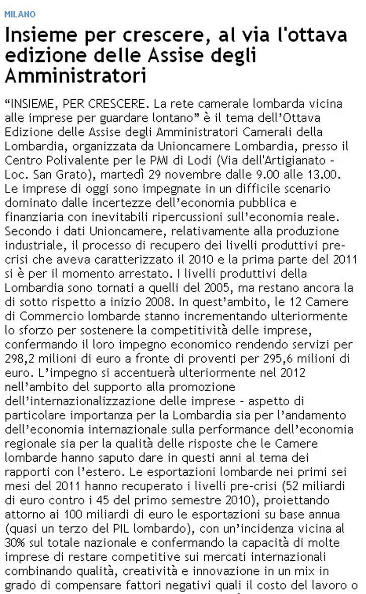 Testata: Lombardianews.it Pageviews: n/a Data: 23 novembre 2011 http://www.lombardianews.