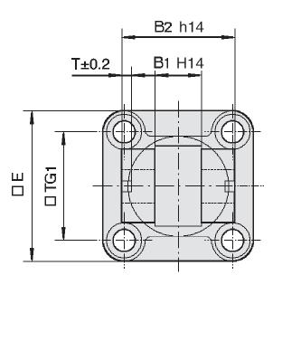 ø Serie P96 Dimensioni: ccessori di montggio cilindro ernier posteriore femmin (DS)/per ccessori ES, l1 l2, L1 +0,3 0 Dimetro odice E B1 B2 B3 L1 TG1 T l1 (min.) l2 FL (mx.) d1 d2 d3 N SR (mx.